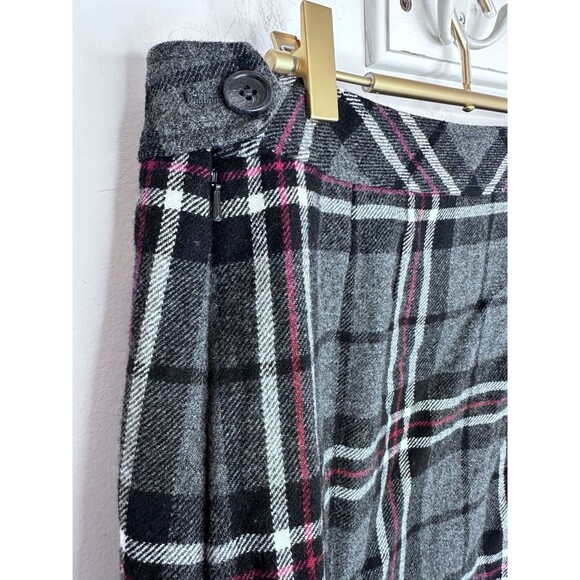 Eddie Bauer Skirt Womens Medium 6 Gray Plaid Tartan Wool Blend Lined Mini Winter - Picture 6 of 9